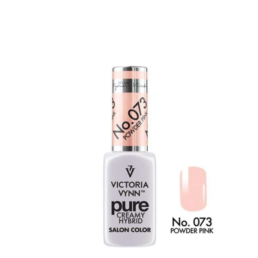 Victoria Vynn Pure Creamy Hybrid Gel 073 Powder Pink bottle with powder pink shade sample
