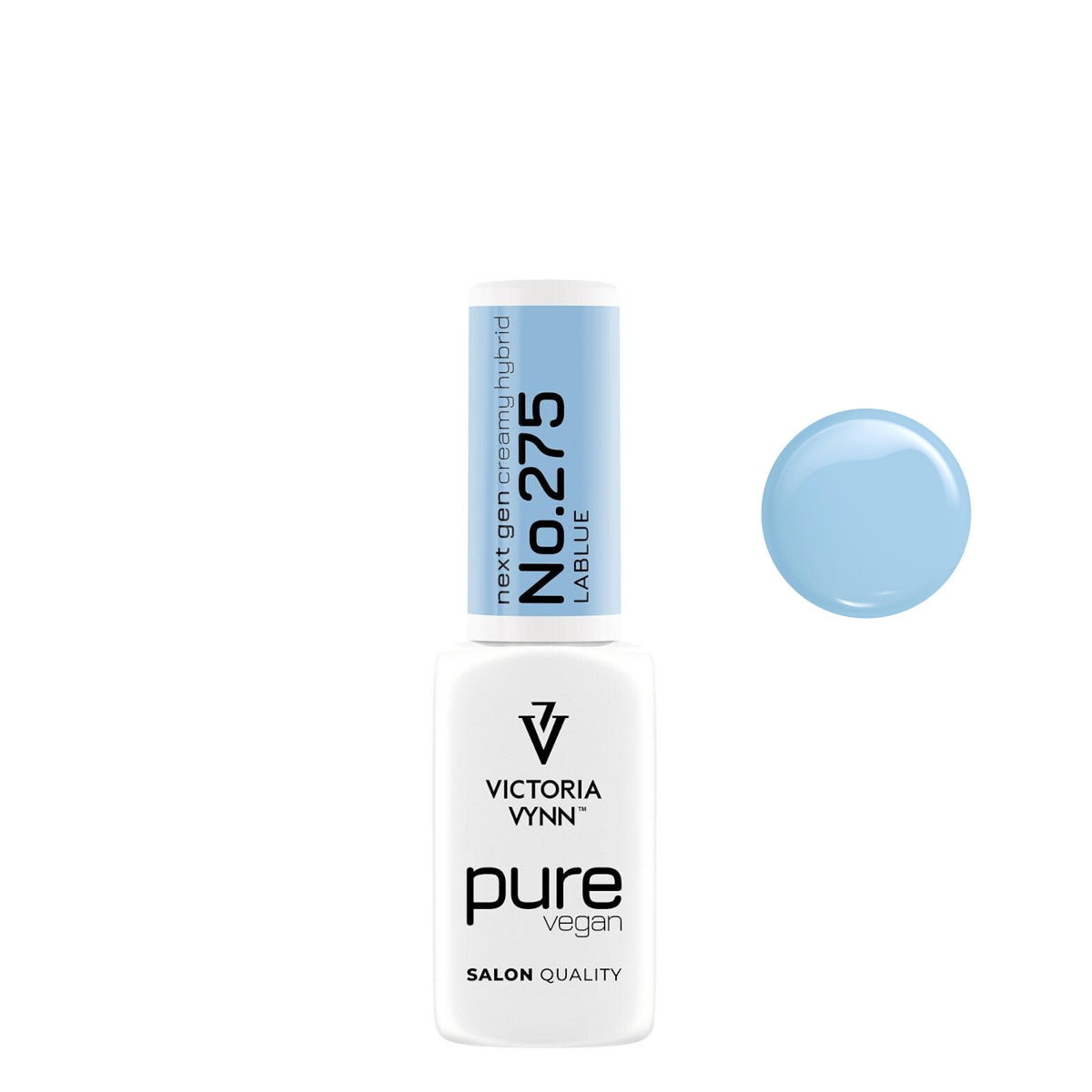 Victoria Vynn Pure Creamy Hybrid Gel 275 LABlue - product and colour sample arranged on a white background