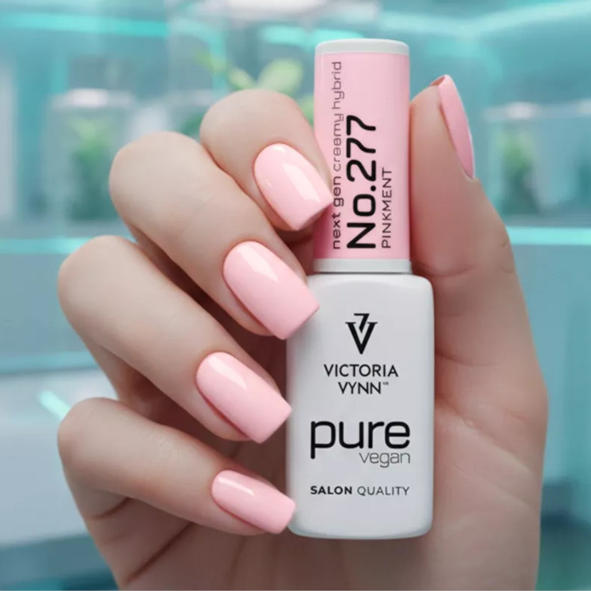 Victoria Vynn Pure Creamy Hybrid Gel 277 PINKment - shade swatches shown beside the product