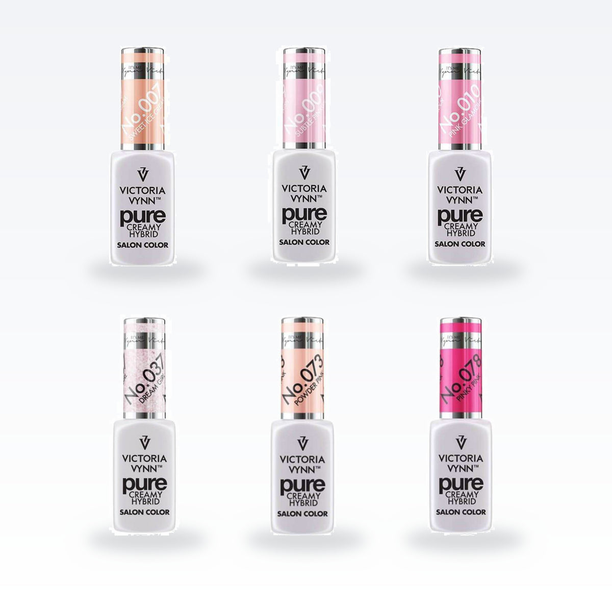 Victoria Vynn Pure Creamy Soft Blush six-piece gel polish set with shades 007, 009, 010, 037, 073 and 078
