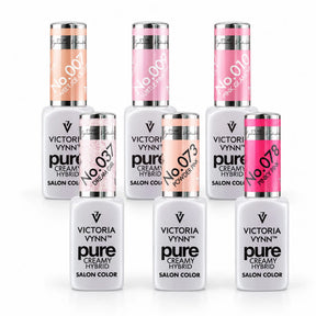 Six Victoria Vynn Pure Creamy Soft Blush 8ml gel polishes in shades 007, 009, 010, 037, 073 and 078.