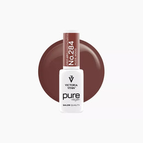 Victoria Vynn Pure Vegan Creamy Hybrid 284 Nude Wood gel polish bottle with caramel-brown colour swatch