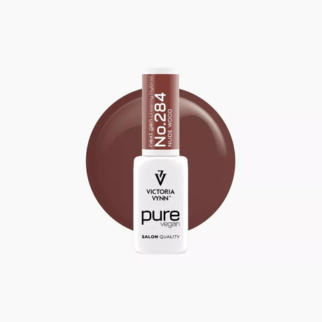Victoria Vynn Pure Vegan Creamy Hybrid 284 Nude Wood gel polish bottle with caramel-brown colour swatch