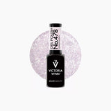 Victoria Vynn Gel Polish 478 in shade cosmopolitan, featuring a black bottle with a black cap, set against a light lavender glitter swatch.