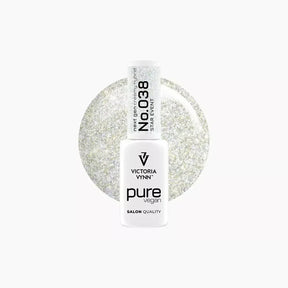 Victoria Vynn Pure Vegan Creamy Hybrid 038 Star Event silver glitter gel polish bottle with colour swatch