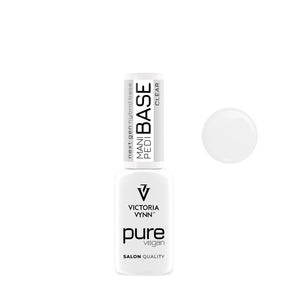 Victoria Vynn Pure Vegan Mani & Pedi Base Clear - product and colour sample arranged on a white background