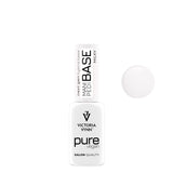 Victoria Vynn Pure Vegan Mani & Pedi Base Milky - product and colour sample arranged on a white background