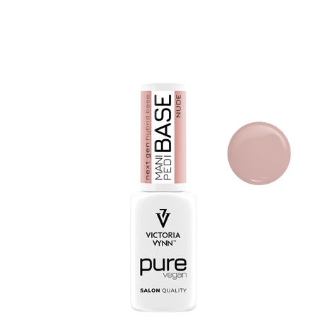 Victoria Vynn Pure Vegan Mani & Pedi Base Nude - product and colour sample arranged on a white background