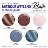 Victoria Vynn Pure Vegan Mistique Wetland shade guide: 283 Cat Eye Brown Spell, 284 Nude Wood, 285 Misty Rose, 286 Blue Silence and 287 Cat Eye Shade of Rain.