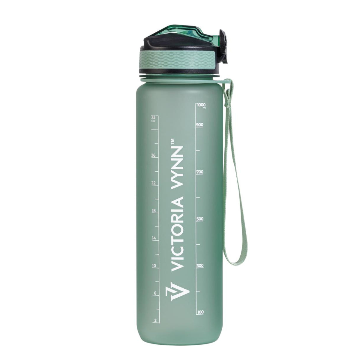 Victoria Vynn Water Bottle with Straw - Green - isolated on a white background