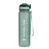 Victoria Vynn Water Bottle with Straw - Green - isolated on a white background
