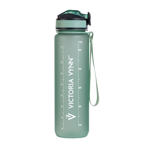 Victoria Vynn Water Bottle with Straw - Green - isolated on a white background