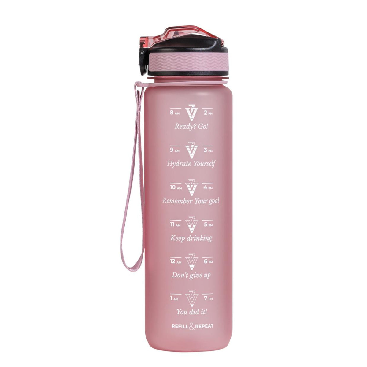 Victoria Vynn Water Bottle with Straw - isolated on a white background
