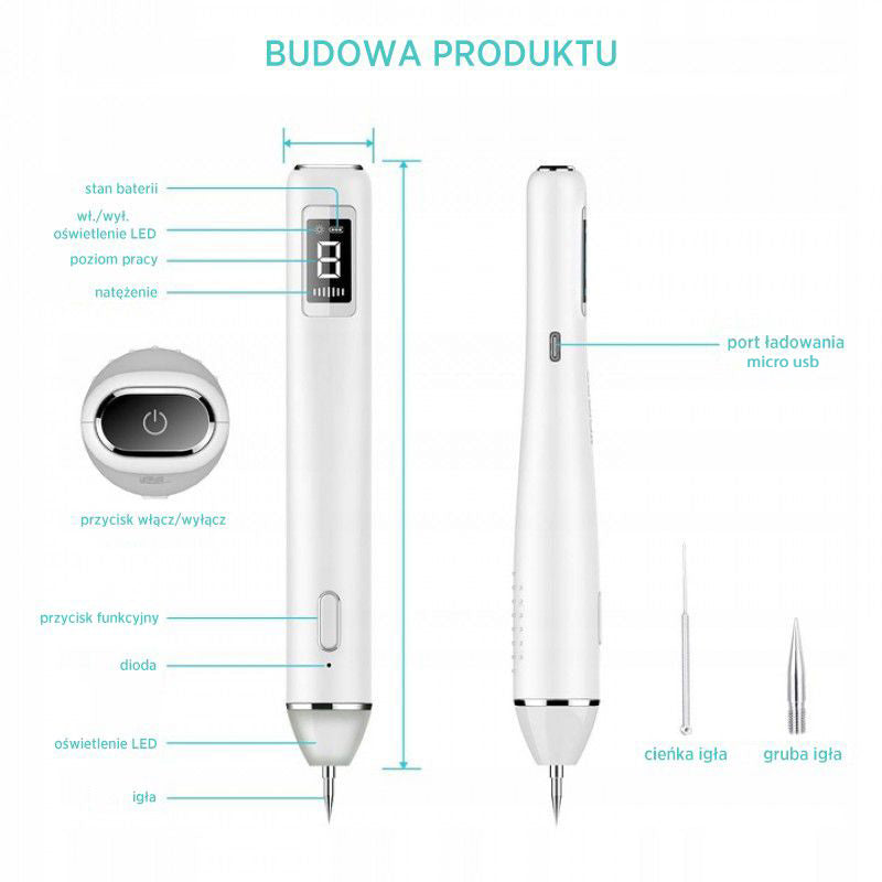 Xpreen Electrocoagulation Spot Remover Pen - dimensions and measurements shown