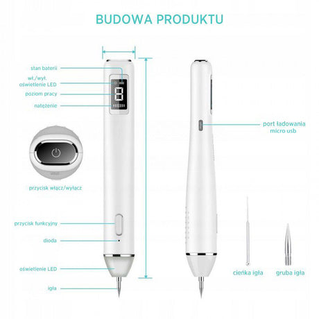 Xpreen Electrocoagulation Spot Remover Pen - dimensions and measurements shown