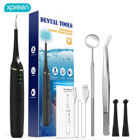 Xpreen Scaler Dental Tools - arranged with the included components on a white background