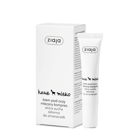 Ziaja Goat's Milk Eye Cream - arranged with the included components on a white background