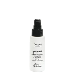 Ziaja Goat's Milk Ultralight Day Cream SPF15 Moisturising & Smoothing - retail packaging on a white background