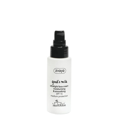 Ziaja Goat's Milk Ultralight Day Cream SPF15 Moisturising & Smoothing - retail packaging on a white background