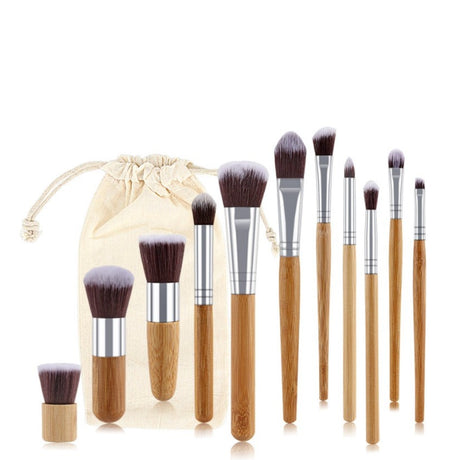Roxie Collection Bamboo Makeup Brush Set 11pcs Bag - Roxie Cosmetics