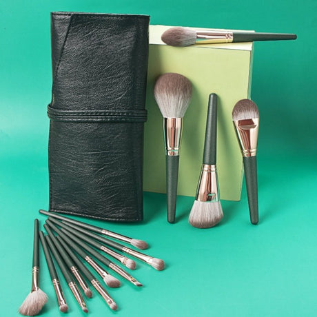 Roxie Collection Dark Green Makeup Brush Set 14pcs All - Roxie Cosmetics