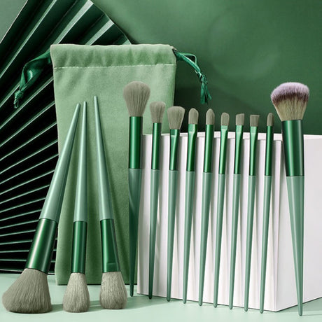 Roxie Collection Green Makeup Brush Set 13pcs Bag - Roxie Cosmetics