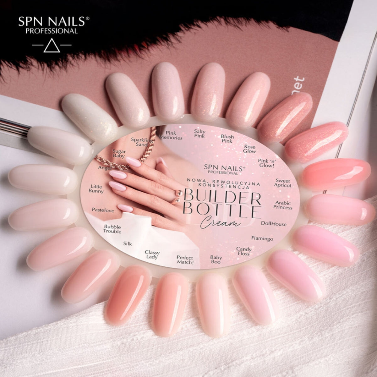 SPN Nails Builder Bottle Cream Pink 'n' Glow! Nails Swatches