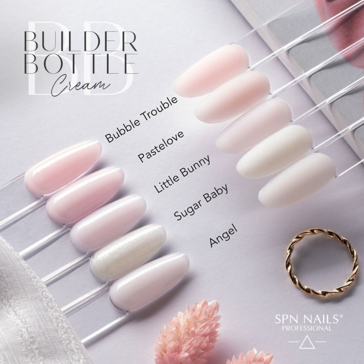 SPN Nails Builder Bottle Cream Bubble Trouble Colours Collection