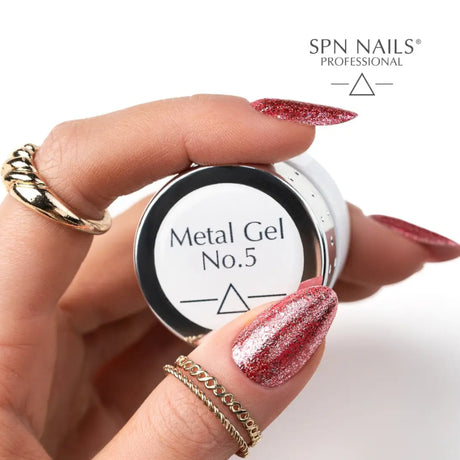 SPN Nails Metal Gel No.5 Cherry Red Swatch