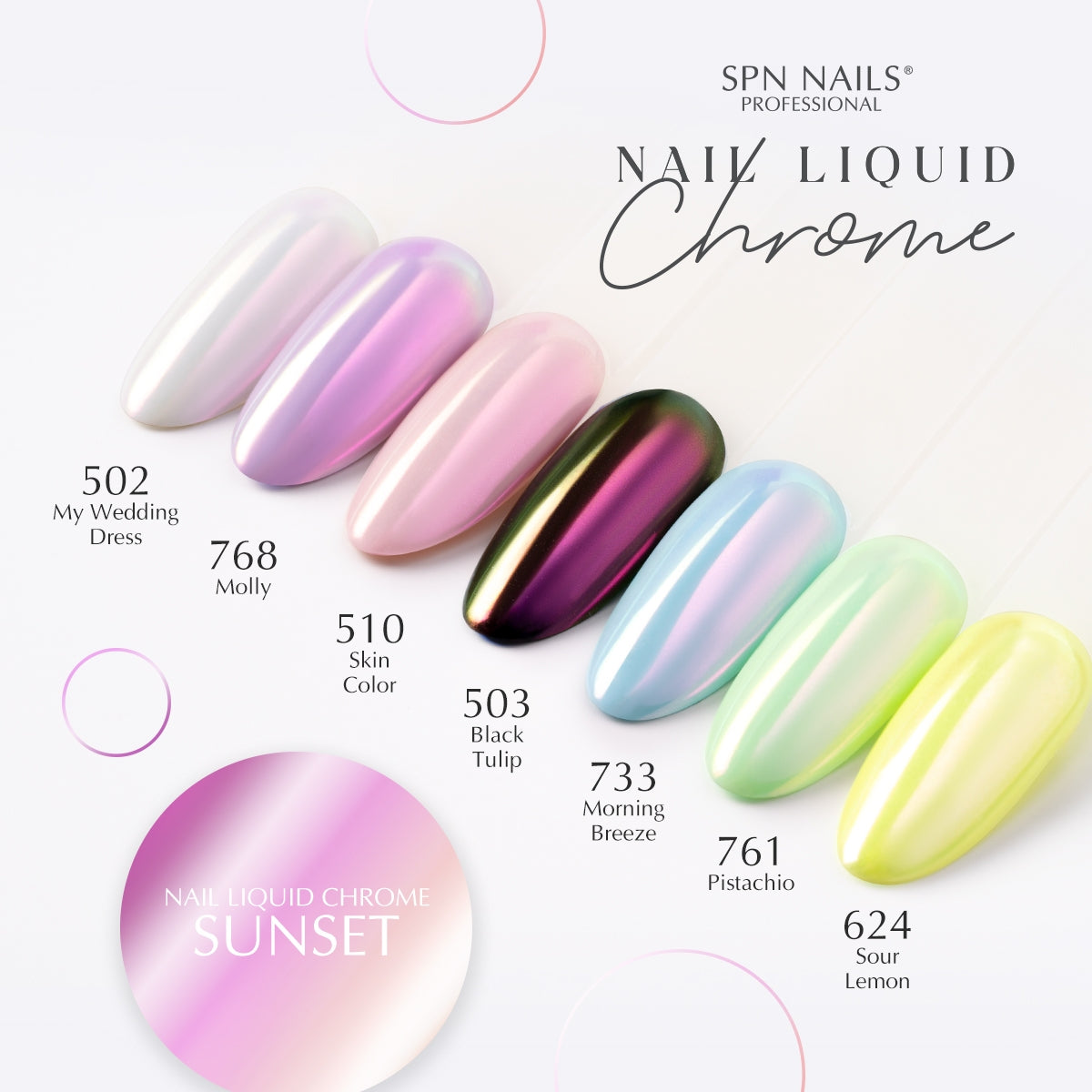 SPN Nails Nail Liquid Chrome Sunset Nail Dust Series