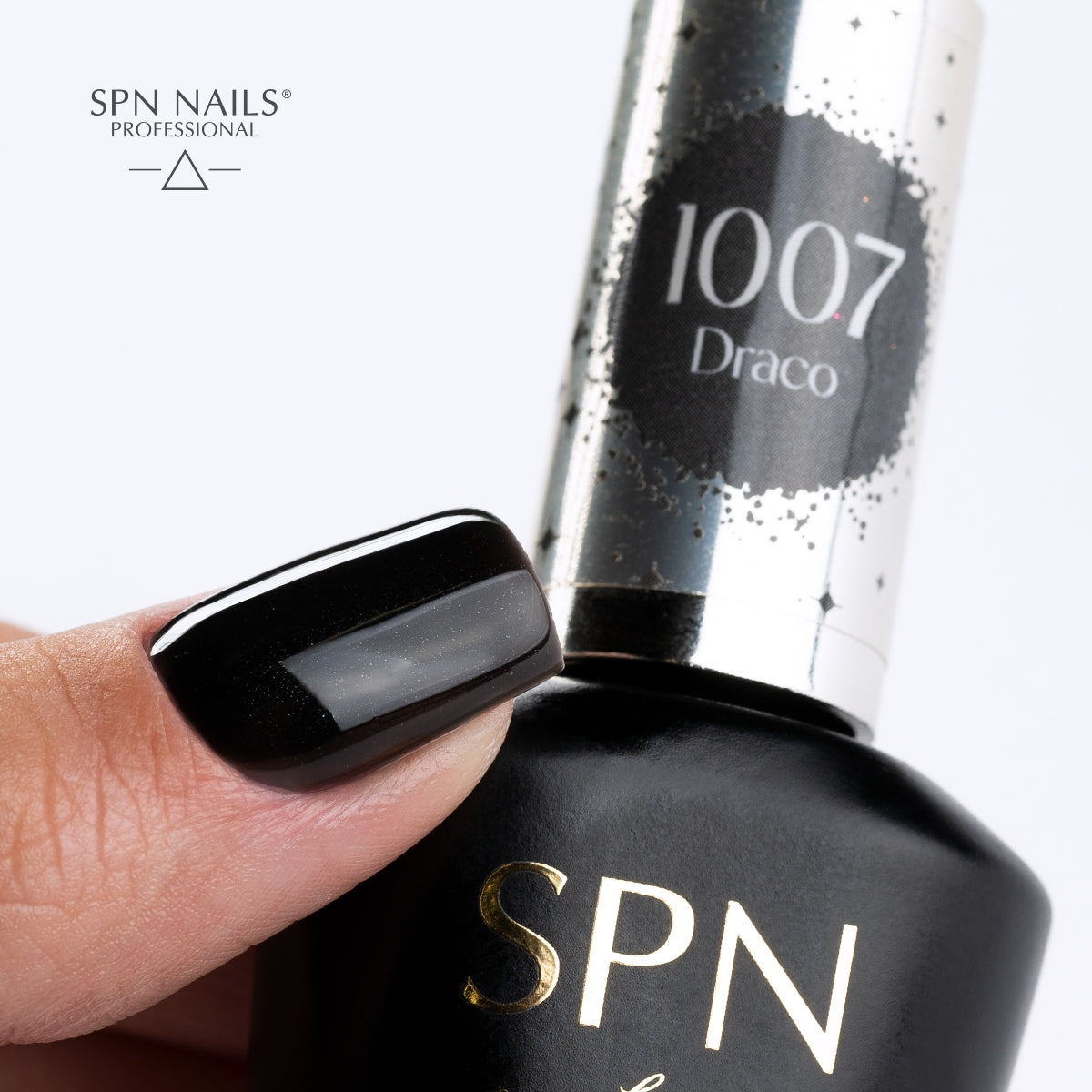 SPN Nails UV/LED Gel Polish 1007 Draco Black Nail Swatch