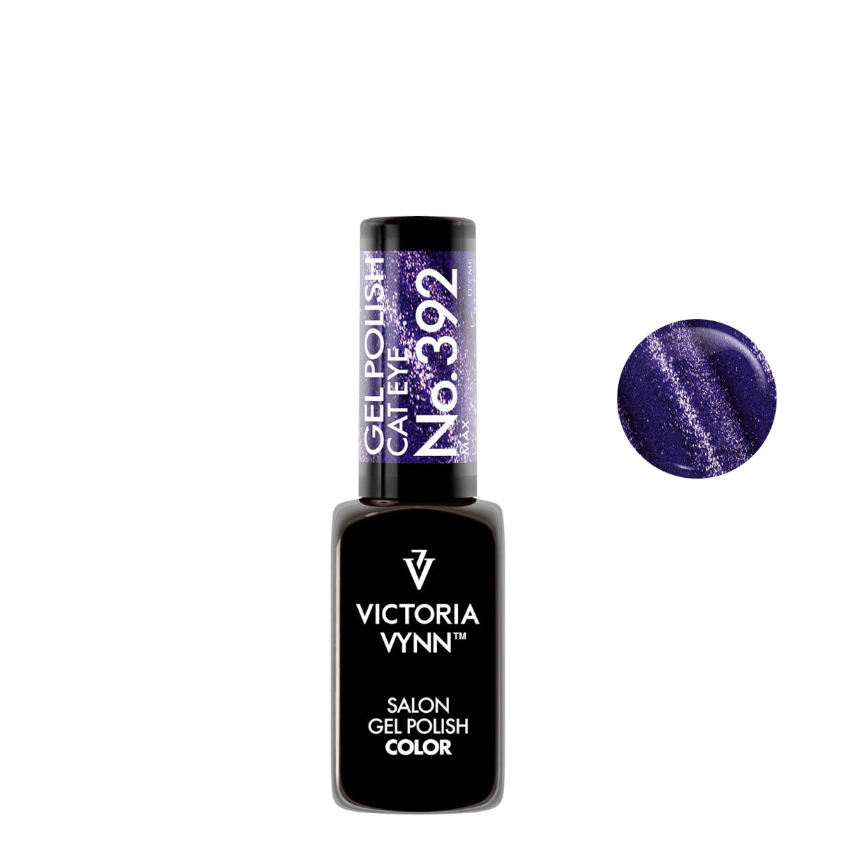 Victoria Vynn Gel Polish Color 392 Cat Eye Max in a deep purple shade with a shimmering cat-eye effect. Perfect for hybrid nail care, available at Roxie Cosmetics.