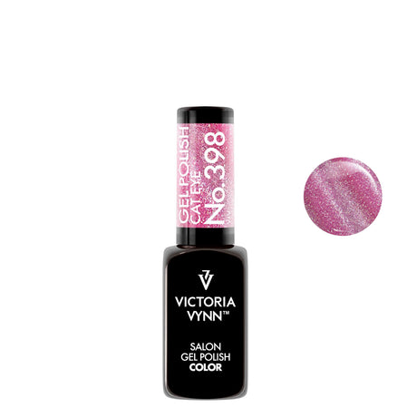 Victoria Vynn Gel Polish Color 398 Cat Eye Viv in pink shade with shimmering cat-eye effect. Perfect for hybrid nail designs, available at Roxie Cosmetics.