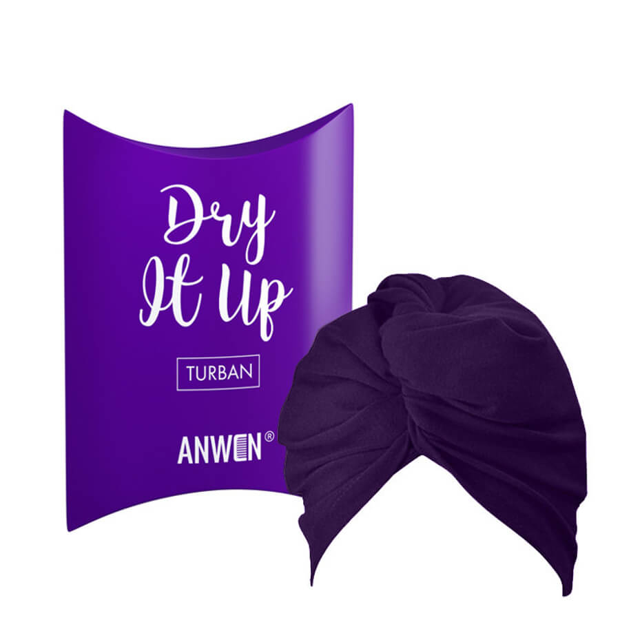 anwen dry it up hair turban dark purple