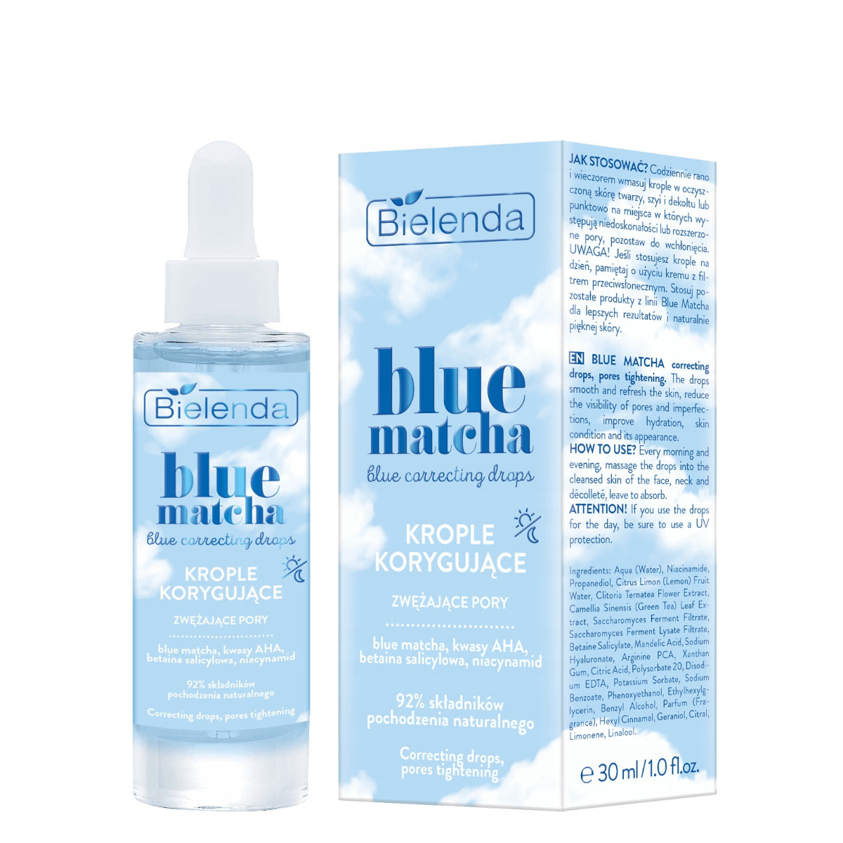 Bielenda Blue Matcha Pores Tightening Correcting Drops-Serum 30ml - Roxie Cosmetics