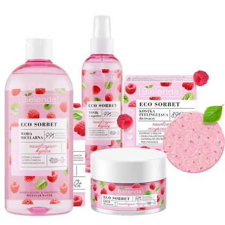 Bielenda Raspberry 99% Natural Ingredients Skincare Kit for Dry & Dehydrated Skin