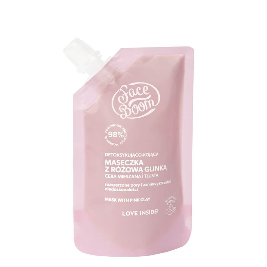 face boom detoxifying soothing face mask with pink clay for oily skin