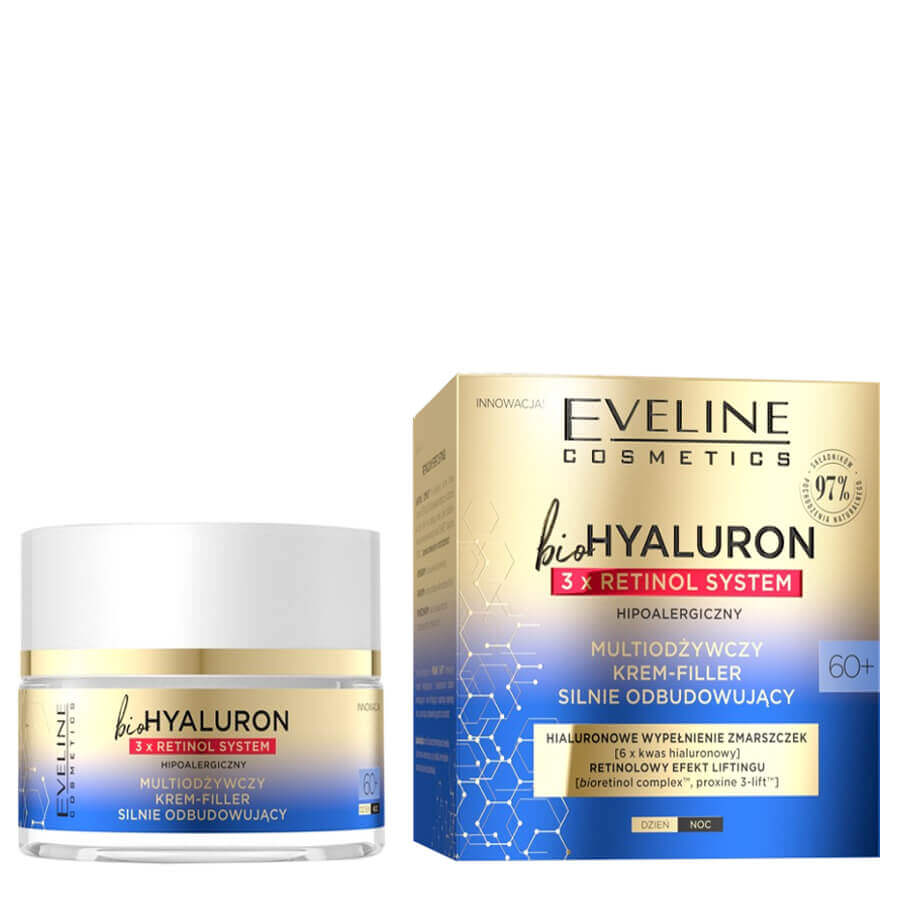 Eveline BioHyaluron Multi Nourishing Face Cream Filler 60+ 3x Retinol System