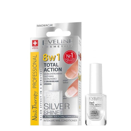 8in1 eveline conditioner total repair silver shine glitter base coat top coat brittle nails rescue
