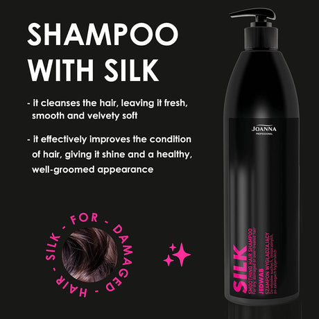 Joanna Professional Silk Smoothing Shampoo for Dry & Damaged Hair Features - Roxie Cosmetics