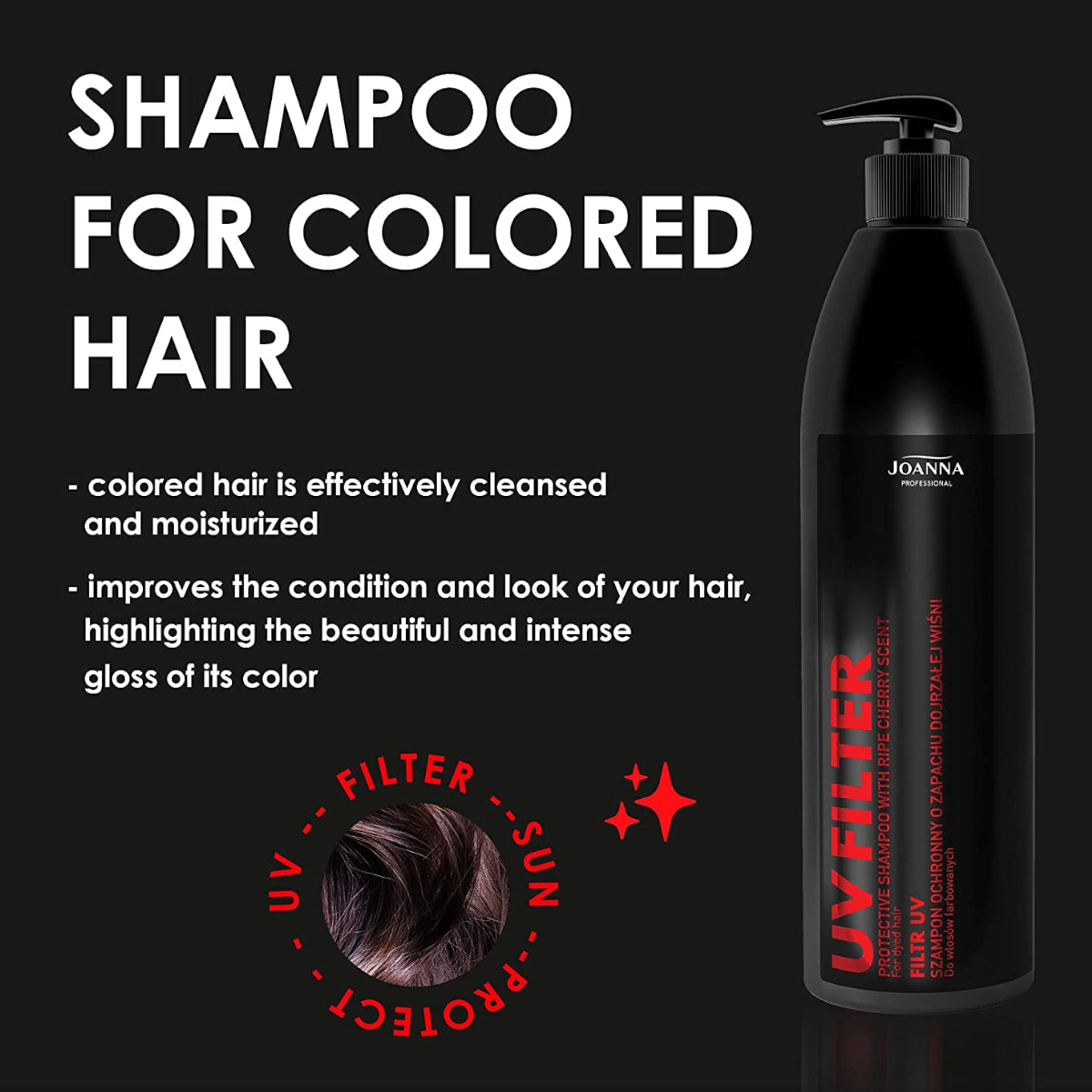 Joanna Professional UV Filter Protective Shampoo for Dyed Hair features - Roxie Cosmetics