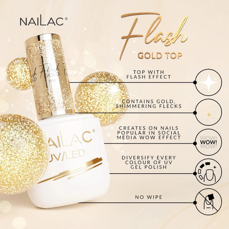 NaiLac Hybrid UV/LED Top Flash Gold