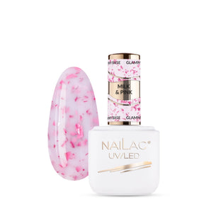 NaiLac Hybrid UV/LED Glammy Rubber Base Milk & Pink