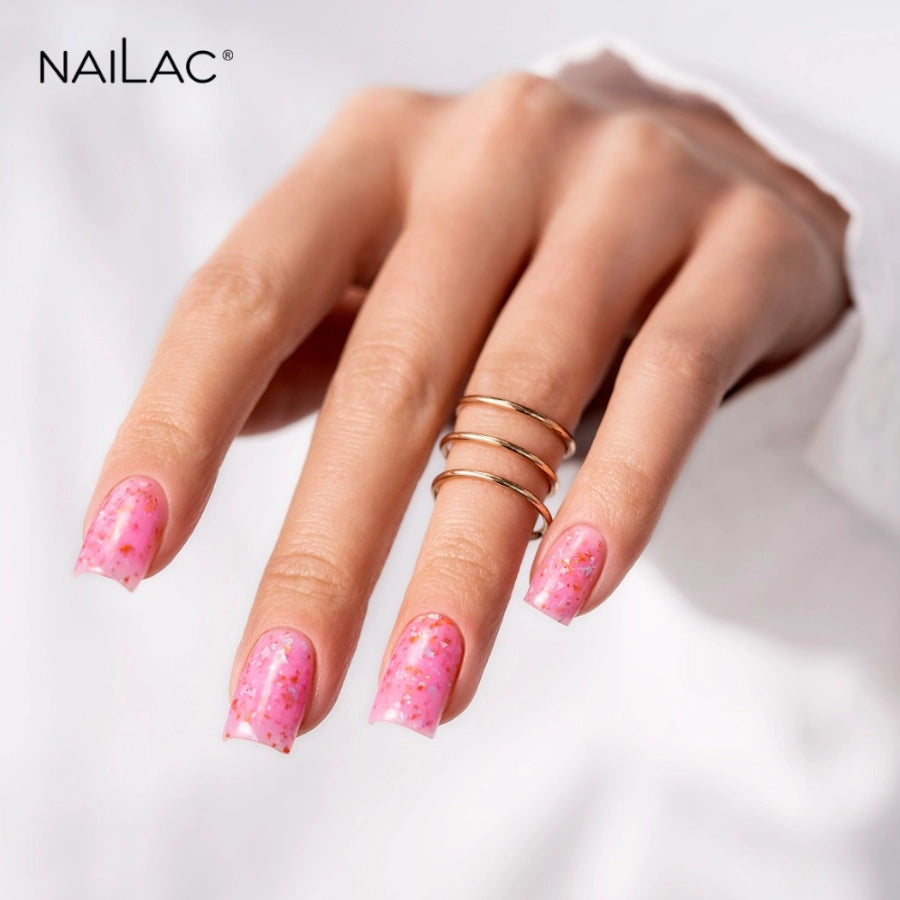 NaiLac Hybrid UV/LED Glammy Rubber Base Pink Nails