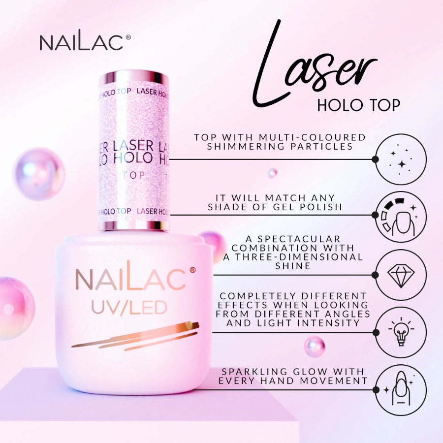 NaiLac Hybrid UV/LED Top Laser Holo information