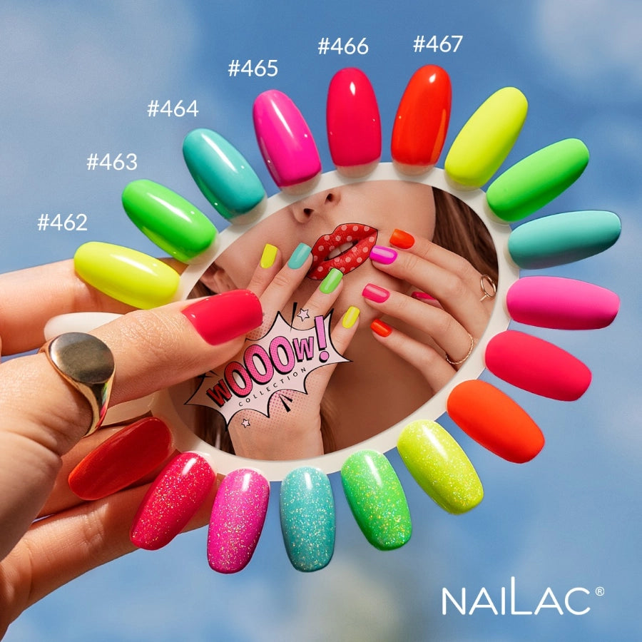 NaiLac UV/LED Gel Nail Polish 466 Pink Neon Swatch Wooow Collection
