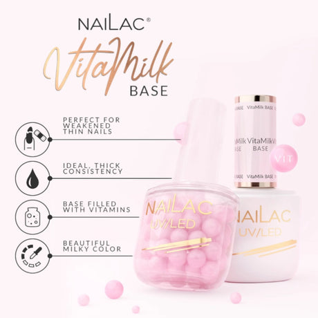 NaiLac Hybrid UV/LED VitaMilk Base 7ml with Vitamins