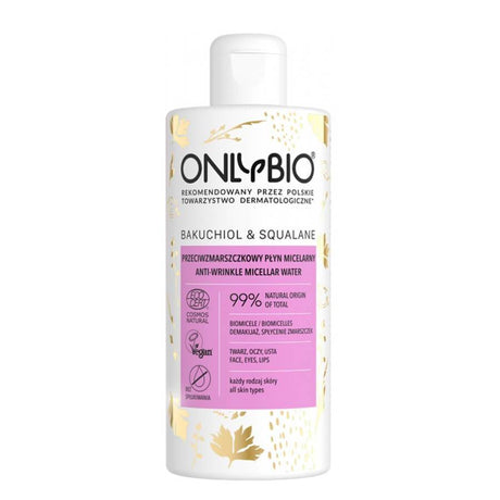 onlybio anti wrinkle micellar water makeup remover 300ml vegan bakuchiol