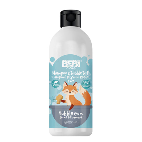 Barwa Bebi Kids Vegan Shampoo & Bubble Bath Bubble Gum - isolated on a white background