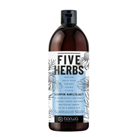 Barwa Five Herbs Moisturising Shampoo for Damaged & Dry Hair - retail hair-care container isolated on a white background